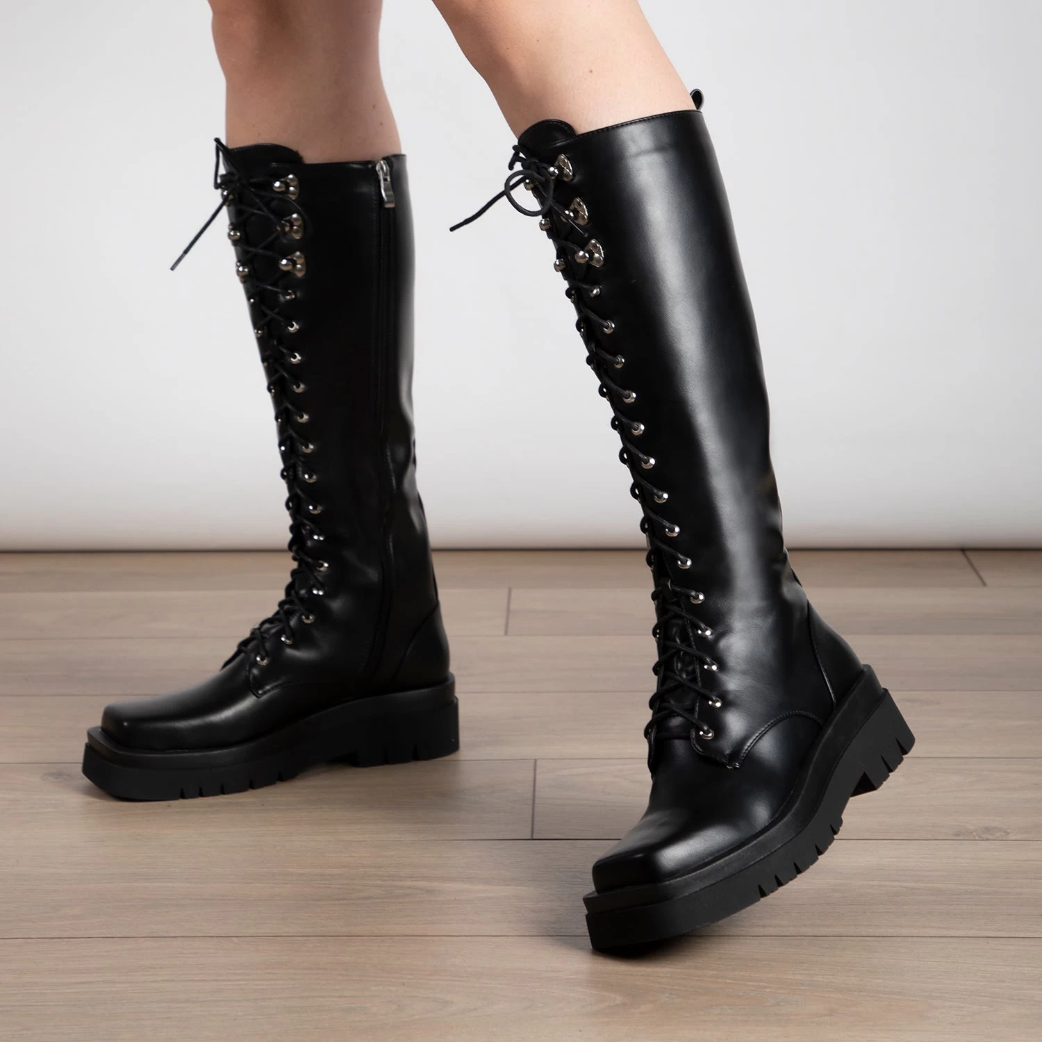 RAID Rida Long Lace Up Boot In Black 4 RAID Rida Long Lace Up Boot In Black - Image 2