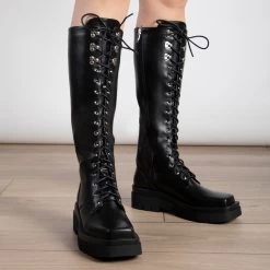 RAID Rida Long Lace Up Boot In Black 12 RAID Rida Long Lace Up Boot In Black -Chic Shoes Shop Rida Black 3