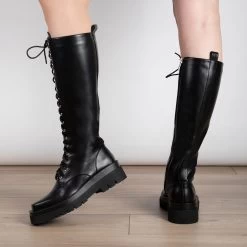 RAID Rida Long Lace Up Boot In Black 13 RAID Rida Long Lace Up Boot In Black -Chic Shoes Shop Rida Black 4