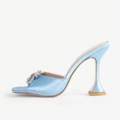 BEBO Rizzle Heeled Mule In Blue -Chic Shoes Shop Rizzle Blue 4