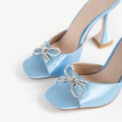 BEBO Rizzle Heeled Mule In Blue -Chic Shoes Shop Rizzle Blue 5