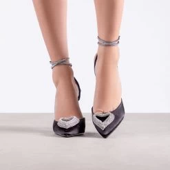 RAID Roana Stiletto Pump In Black Satin -Chic Shoes Shop Roana Black 1