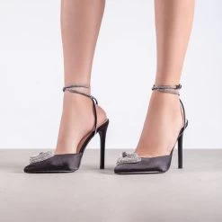 RAID Roana Stiletto Pump In Black Satin -Chic Shoes Shop Roana Black 3