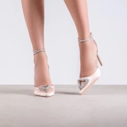 RAID Roana Stiletto Pump In Champagne Satin -Chic Shoes Shop Roana Champagne 1