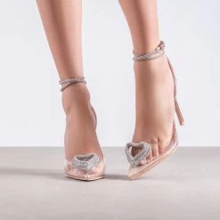 RAID Roana Stiletto Pump In Clear/ Rose Metallic -Chic Shoes Shop Roana RoseGold 1