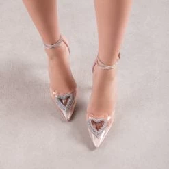 RAID Roana Stiletto Pump In Clear/ Rose Metallic -Chic Shoes Shop Roana RoseGold 2