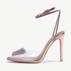 RAID Roana Stiletto Pump In Clear/ Rose Metallic -Chic Shoes Shop Roana RoseGold 5
