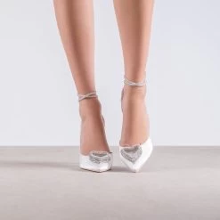 RAID Roana Stiletto Pump In Ivory Satin 11 RAID Roana Stiletto Pump In Ivory Satin -Chic Shoes Shop Roana White 1