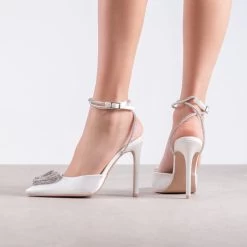 RAID Roana Stiletto Pump In Ivory Satin 10 RAID Roana Stiletto Pump In Ivory Satin -Chic Shoes Shop Roana White 3