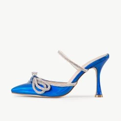 BEBO Ruhani Heeled Mule In Blue -Chic Shoes Shop Ruhani Blue 4