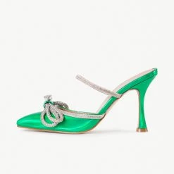 BEBO Ruhani Heeled Mule In Green -Chic Shoes Shop Ruhani Green 4