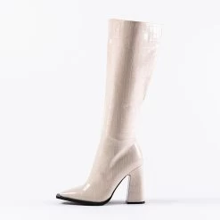 RAID Sphere Long Boot In Nude Croc -Chic Shoes Shop SPHERE white 3186247f 9656 4a3d 9028 4bc76502e8e0