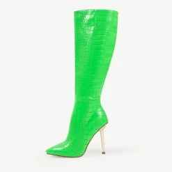 RAID Saint Long Stiletto Heeled Boot In Lime -Chic Shoes Shop Saint Lime 4