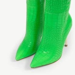 RAID Saint Long Stiletto Heeled Boot In Lime -Chic Shoes Shop Saint Lime 5