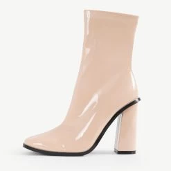 RAID Saylor Block Heeled Ankle Boot In Nude -Chic Shoes Shop Saylor Nude 4