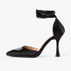 RAID Sidney Heeled Pump In Black Satin