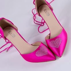 RAID Sidney Heeled Pump In Pink Satin -Chic Shoes Shop Sidney Pink 4