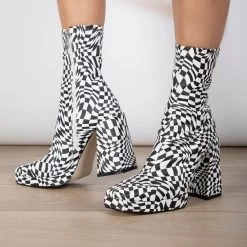 RAID Silonna Ankle Boot In Black Multi -Chic Shoes Shop Silonna Black White 2