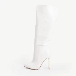 RAID Sonny Wide Fit Stiletto Heeled Boot In White -Chic Shoes Shop Sonny White 1