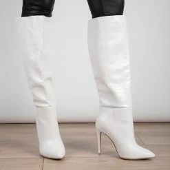 RAID Sonny Wide Fit Stiletto Heeled Boot In White -Chic Shoes Shop Sonny White 3