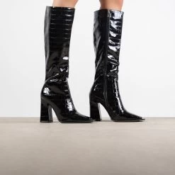 RAID Sphere Long Boot In Black Croc -Chic Shoes Shop Sphere Black 1