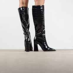 RAID Sphere Long Boot In Black Croc -Chic Shoes Shop Sphere Black 2