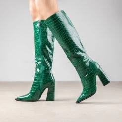 RAID Sphere Long Boot In Green Croc -Chic Shoes Shop Sphere Green 3 5c2a86a3 6e87 4a23 969e a2d2750f152b