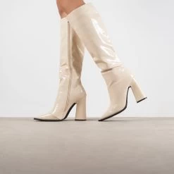 RAID Sphere Long Boot In Nude Croc -Chic Shoes Shop Sphere Nude 2