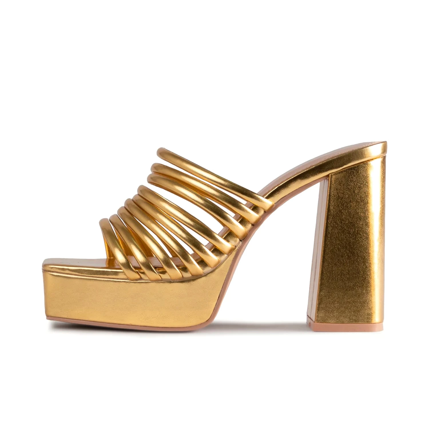 RAID Stella Block Heeled Mule In Gold 3 RAID Stella Block Heeled Mule In Gold