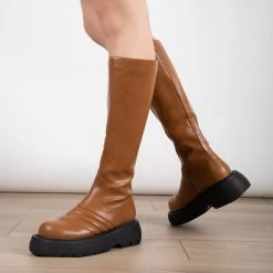 RAID Sylvie Chunky Long Boot In Camel -Chic Shoes Shop Sylvie Camel 2