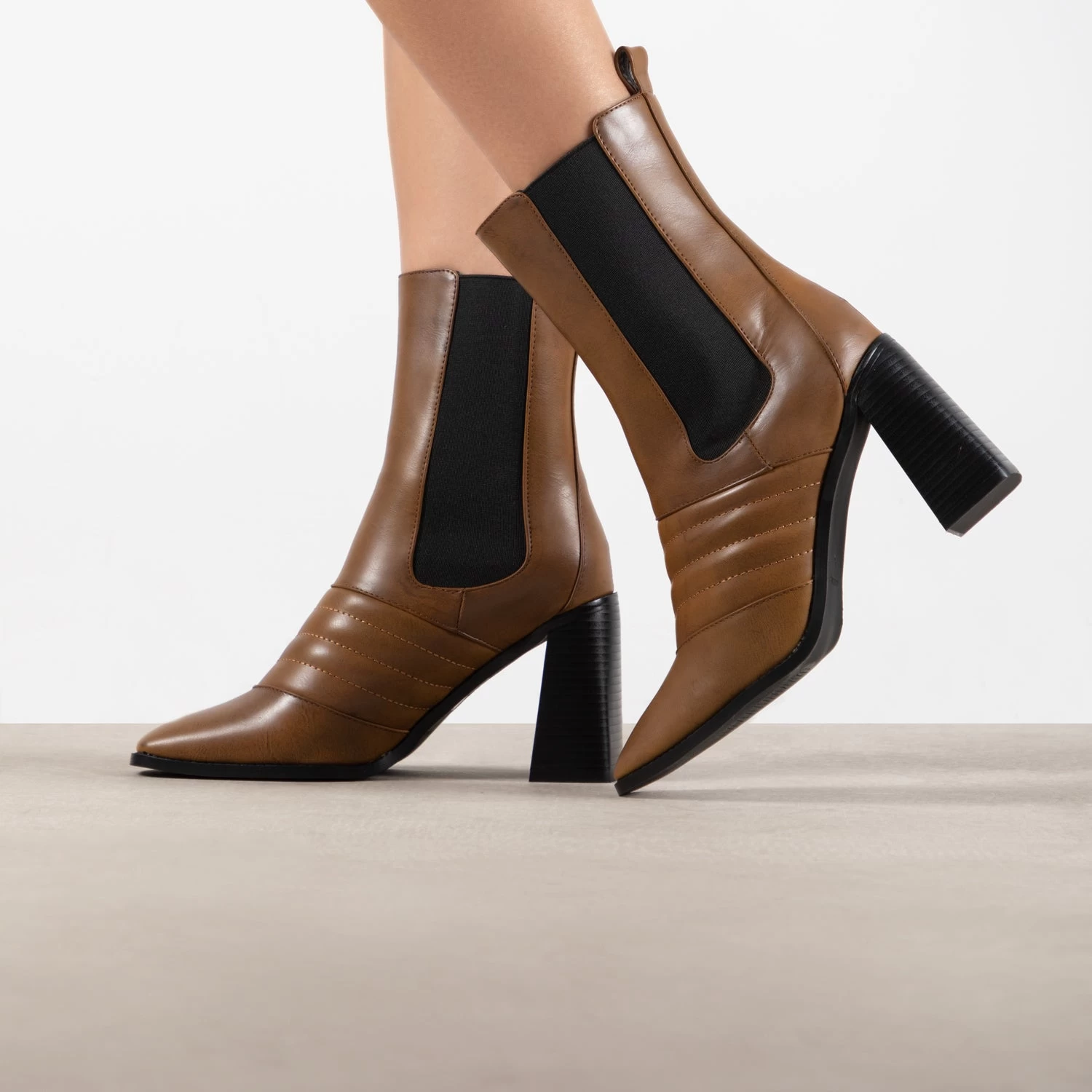 RAID Tabbie Block Heeled Boot In Taupe 3 RAID Tabbie Block Heeled Boot In Taupe