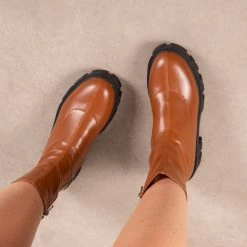 RAID Tackle Chunky Ankle Boot In Tan -Chic Shoes Shop Tacke Tan 2