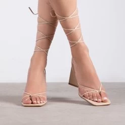 RAID Vedika Lace Up Block Heel In Nude 10 RAID Vedika Lace Up Block Heel In Nude -Chic Shoes Shop Vedika Nude 1