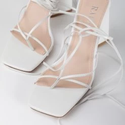 RAID Vedika Lace Up Block Heel In White -Chic Shoes Shop Vedika White 4