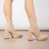 RAID Vista Block Heeled Ankle Boot In Nude -Chic Shoes Shop Vista Nude 1