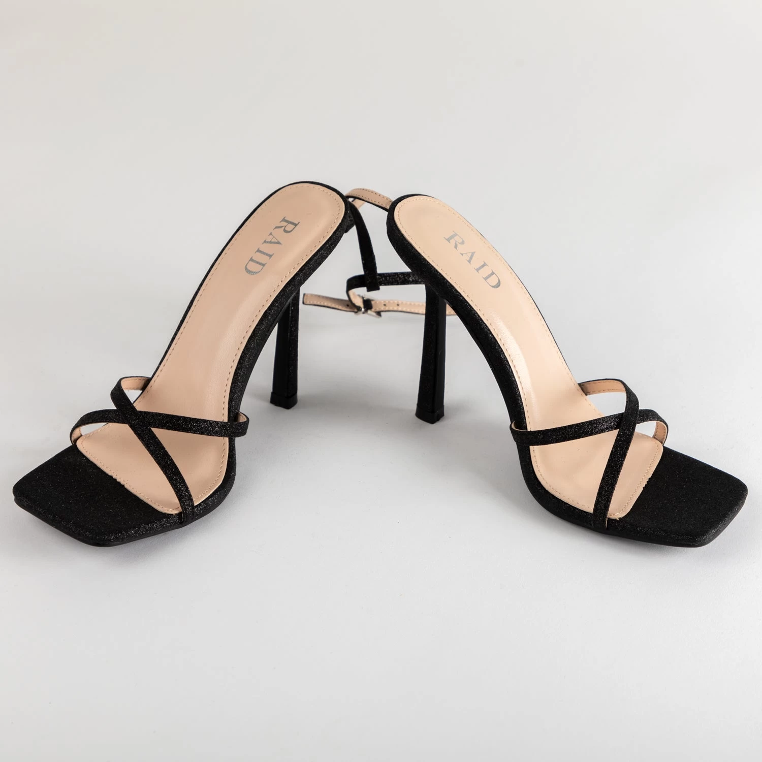 RAID Willia Heeled Sandal In Black Glitter 7 RAID Willia Heeled Sandal In Black Glitter - Image 5