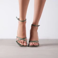 RAID Willia Heeled Sandal In Green Glitter 10 RAID Willia Heeled Sandal In Green Glitter -Chic Shoes Shop Wilia Green 1