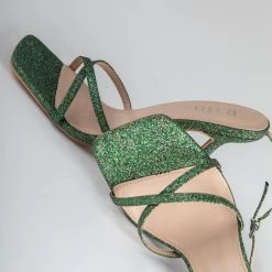 RAID Willia Heeled Sandal In Green Glitter 12 RAID Willia Heeled Sandal In Green Glitter -Chic Shoes Shop Wilia Green 4