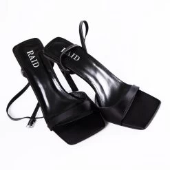 RAID Zuni Heeled Sandal In Black Satin -Chic Shoes Shop Zuni Black 4