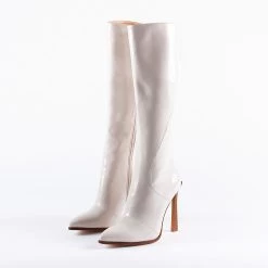 RAID Aria Long Stiletto Heel Boot In White -Chic Shoes Shop aria white 2