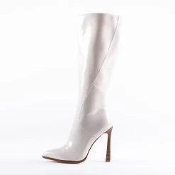 RAID Aria Long Stiletto Heel Boot In White -Chic Shoes Shop aria white