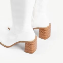 RAID Blick Block Heeled Long Boot In Off White -Chic Shoes Shop blick off white 6