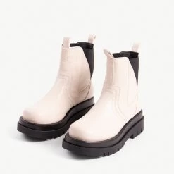 RAID Brazen Chunky Ankle Boot In Off White