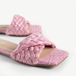 RAID Breezy Flat Mule In Pink -Chic Shoes Shop breezy pink 6