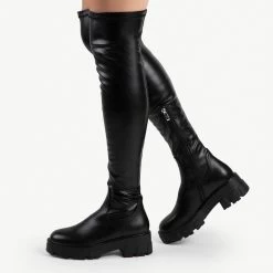 RAID Delia Over The Knee Boot In Black -Chic Shoes Shop delia black pu 2