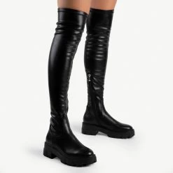 RAID Delia Over The Knee Boot In Black -Chic Shoes Shop delia black pu 3