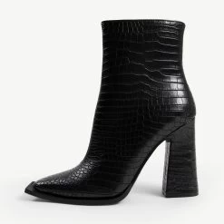 RAID Delphi Ankle Boot In Black Croc -Chic Shoes Shop delphi black 1