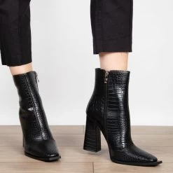 RAID Delphi Ankle Boot In Black Croc -Chic Shoes Shop delphi black 3