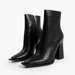 RAID Delphi Ankle Boot In Black Croc -Chic Shoes Shop delphi black 4