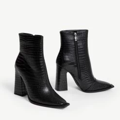 RAID Delphi Ankle Boot In Black Croc -Chic Shoes Shop delphi black 5